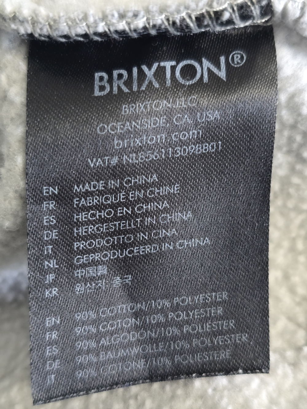 Brixton Gray Logo Pullover Hoodie Size Large - Picture 6 of 8